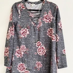 Long sleeve swing dress with laced front